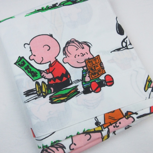 Vintage 1971 Peanuts Comic Strip Cotton Flat Sheet Pair - Picture 6 of 6